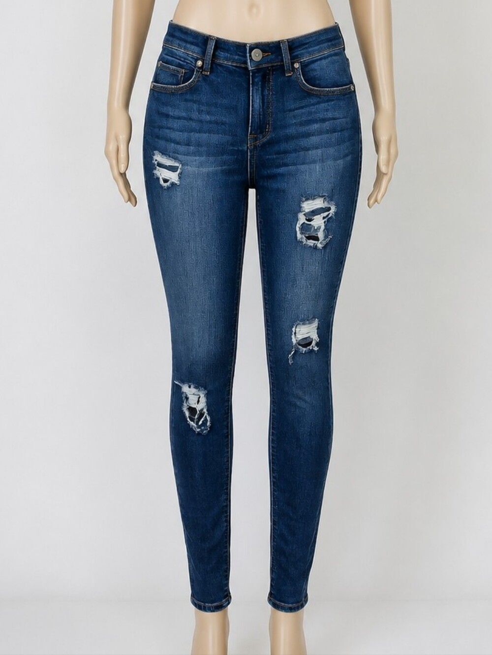 Nicole Miller Jeans Dark Blue Ripped Skinny Jeans